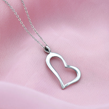 Open Heart Pendant Necklace Romantic Love Jewelry Gift for Her Stainless Steel Jewelry for Women Girls Valentine's Day Love Gift