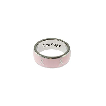 Pink-Enamel-Courage-Strength-Serenity-Ring-on-hand