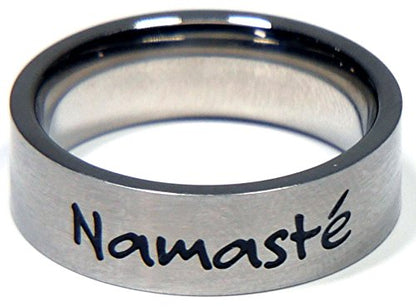 Inspirational Stainless Steel "Namaste" Ring - Sanskrit Yoga Meditation Jewelry