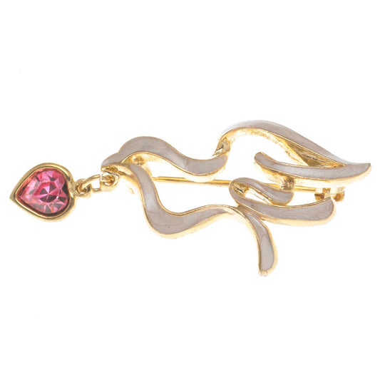 Gold and Pink Dove Pin with Heart Charm