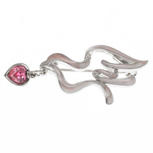 Steel and Pink Dove Pin with Heart Charm