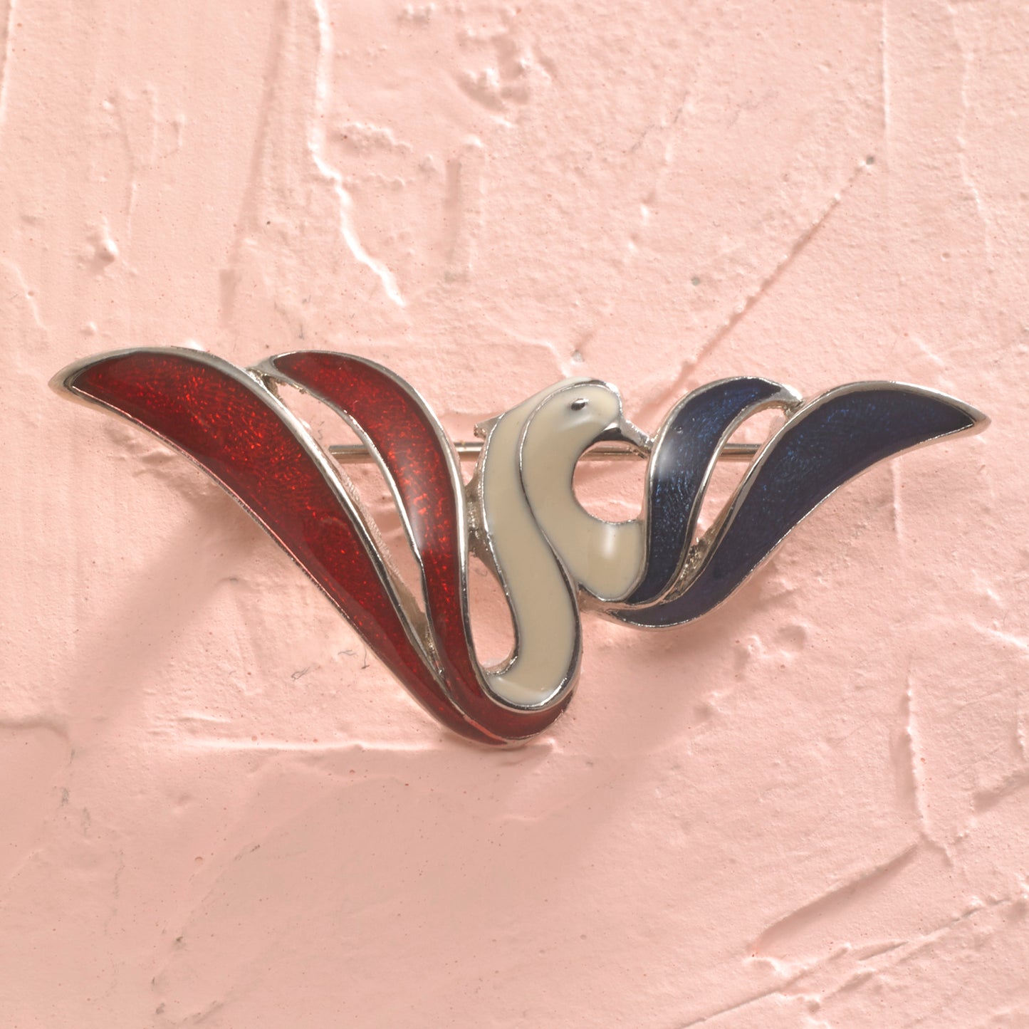 Patriotic Steel Plated Red, White, and Blue Enamel Eagle Pin - Perfect for 4th of July