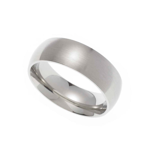7MM Stainless Steel Satin Finish Dome Wedding Band Ring for Men
