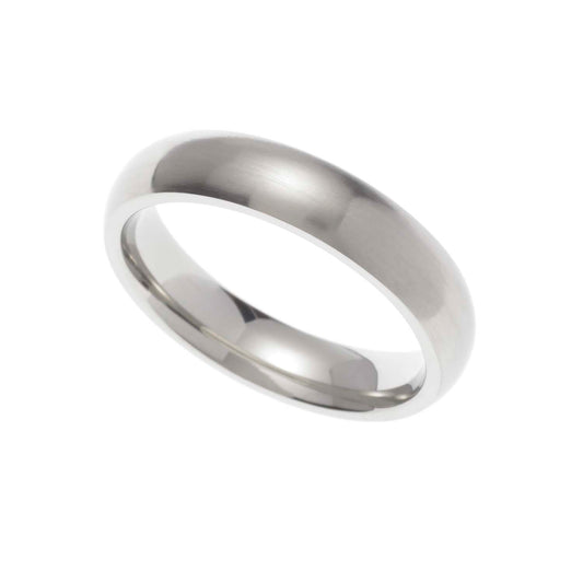 5MM Stainless Steel Satin Finish Dome Wedding Band Ring for Men
