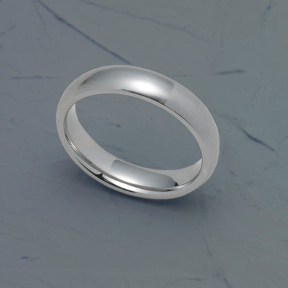 5MM Stainless Steel Satin Finish Dome Wedding Band Ring for Men