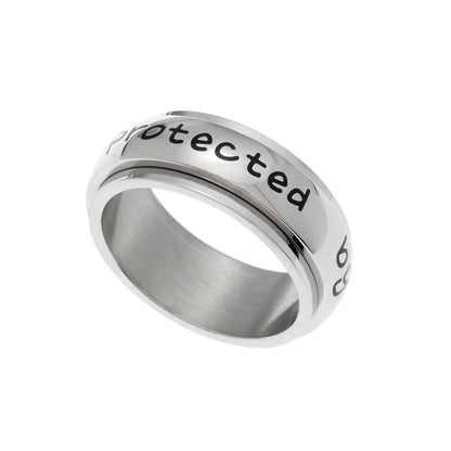 Protected By An Angel Stainless Steel Memorial Spinner Ring