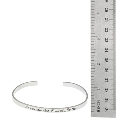 Footsteps "It Was Then That I Carried You" Inspirational Stainless Steel Cuff Bracelet