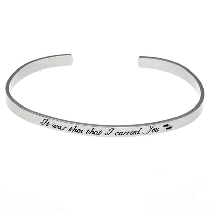 Footsteps "It Was Then That I Carried You" Inspirational Stainless Steel Cuff Bracelet