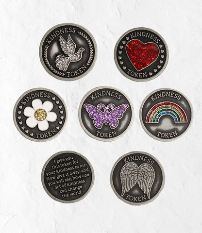 Kindness Token Collection - Set of 12 Pewter Appreciation Coins with Inspirational Messages