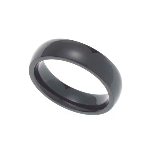 5MM Polished Black Ion Plated Stainless Steel Dome Men's Wedding Band Ring