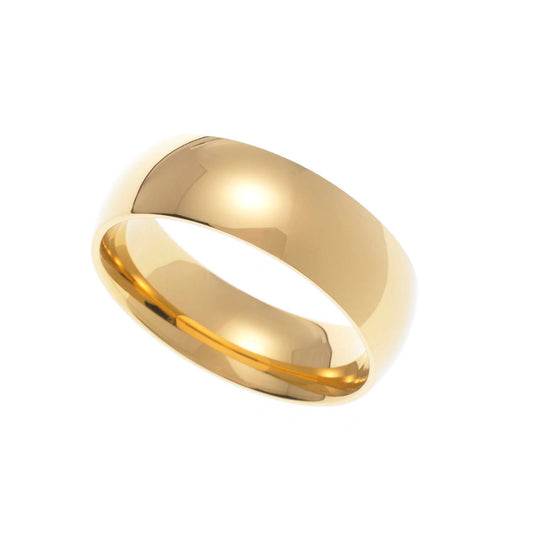 7MM Polished Gold Ion Plated Stainless Steel Men's Wedding Band Ring