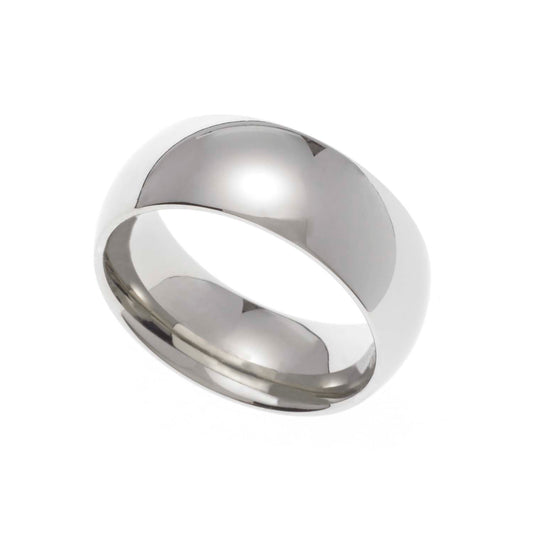 7MM Polished Stainless Steel Dome Men's Wedding Band Ring