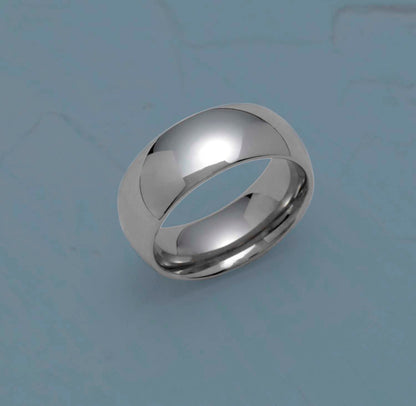 7MM Polished Stainless Steel Dome Men's Wedding Band Ring