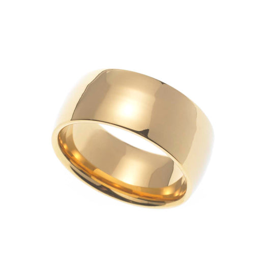 9MM Polished Gold Ion Plated Stainless Steel Men's Wedding Band Ring