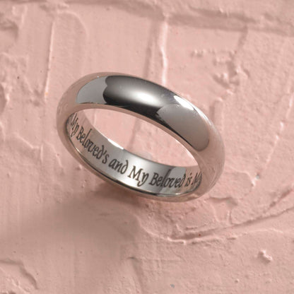 Stainless Steel "My Beloved" Engraved Promise Ring for Couples