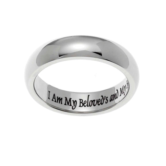 Stainless Steel "My Beloved" Engraved Promise Ring for Couples