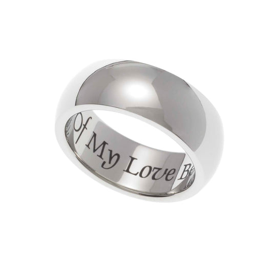 7MM Polished Stainless Steel "Of My Love Be Sure" Engraved Dome Wedding Band Ring