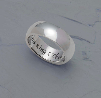 Polished Stainless Steel "With This Ring I Thee Wed" Engraved 7MM Dome Wedding Band Ring