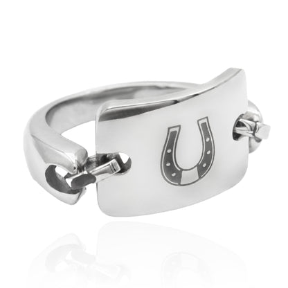 Lucky Horseshoe Ring Stainless Steel Equestrian Jewelry for Women or Men