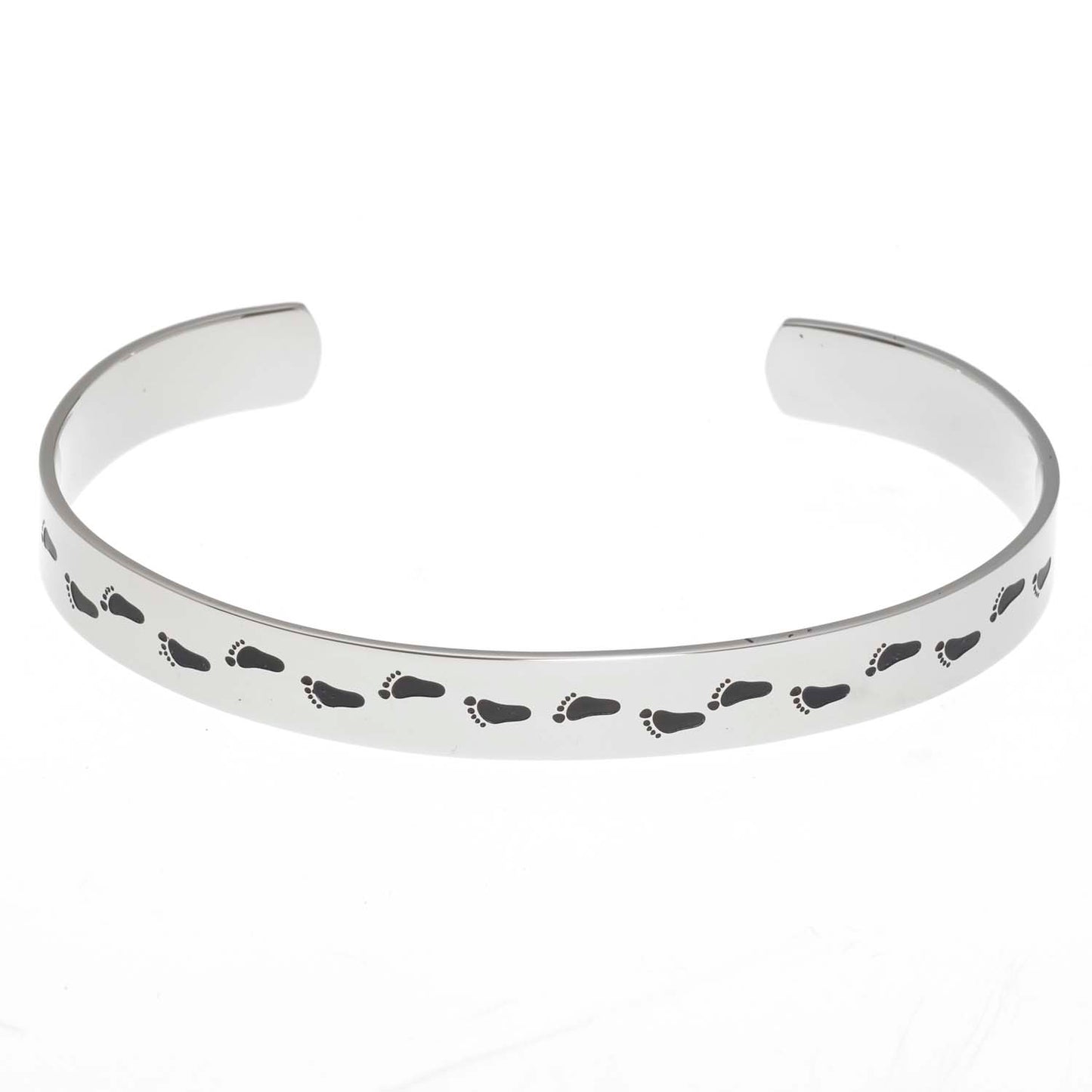 Footprints In The Sand Stainless Steel Inspirational Cuff Bracelet