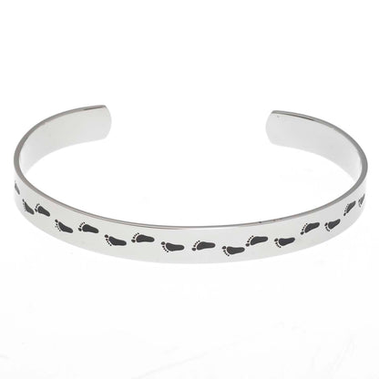 Footprints In The Sand Stainless Steel Inspirational Cuff Bracelet