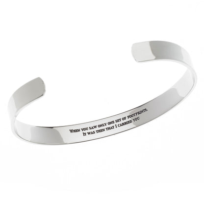 Footprints In The Sand Stainless Steel Inspirational Cuff Bracelet