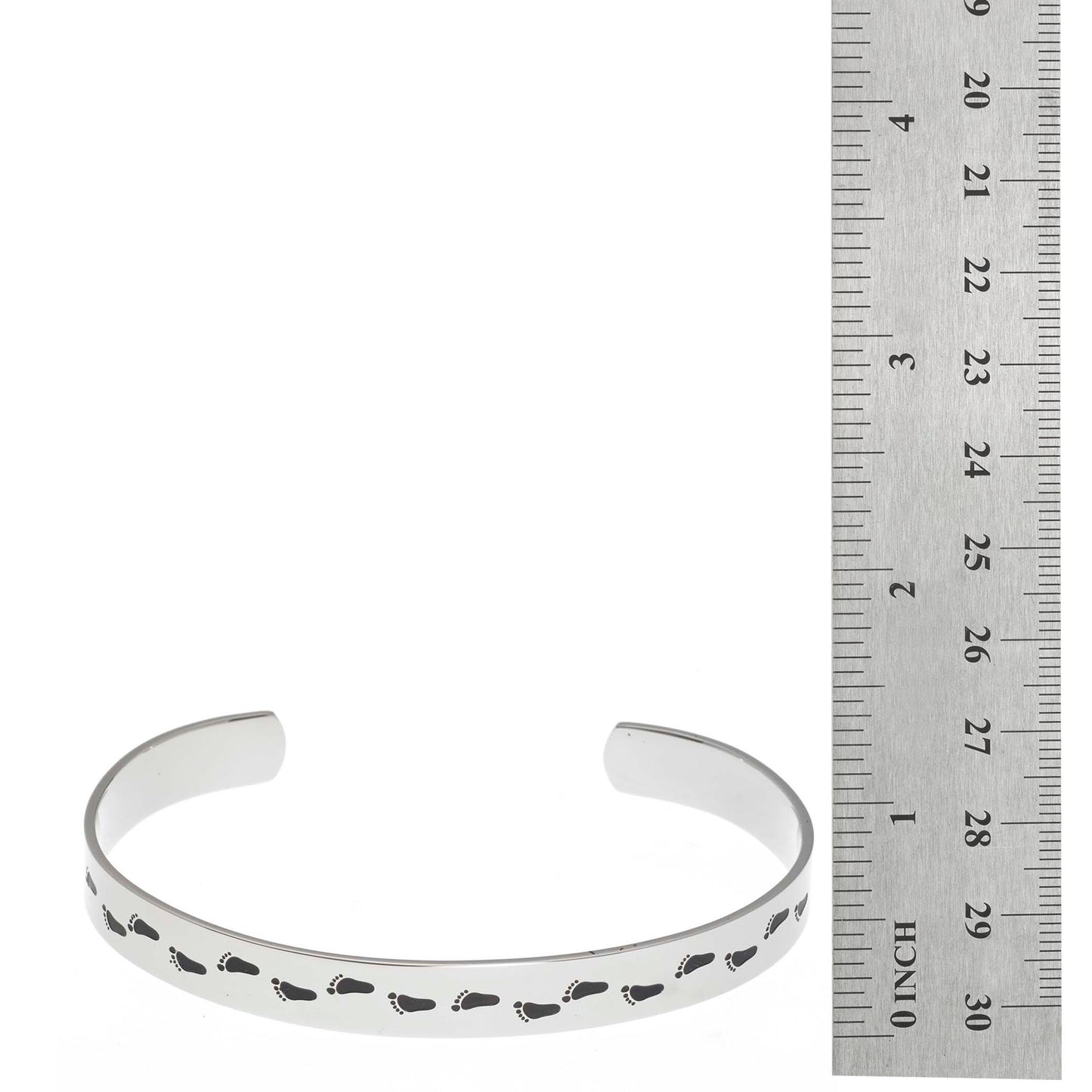 Footprints In The Sand Stainless Steel Inspirational Cuff Bracelet