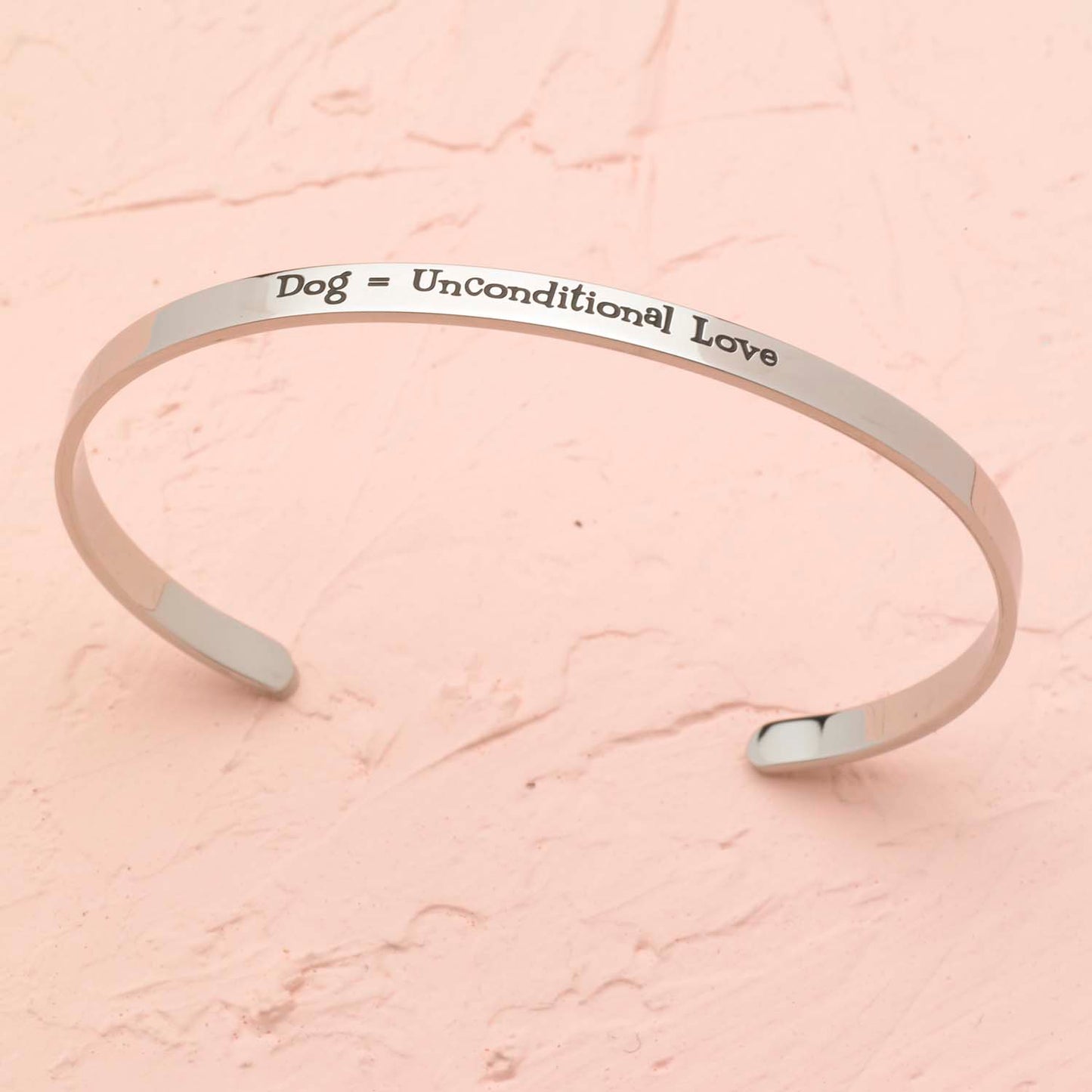 Stainless Steel "Dog = Unconditional Love" Engraved Cuff Bracelet - Perfect Gift for Dog Lovers