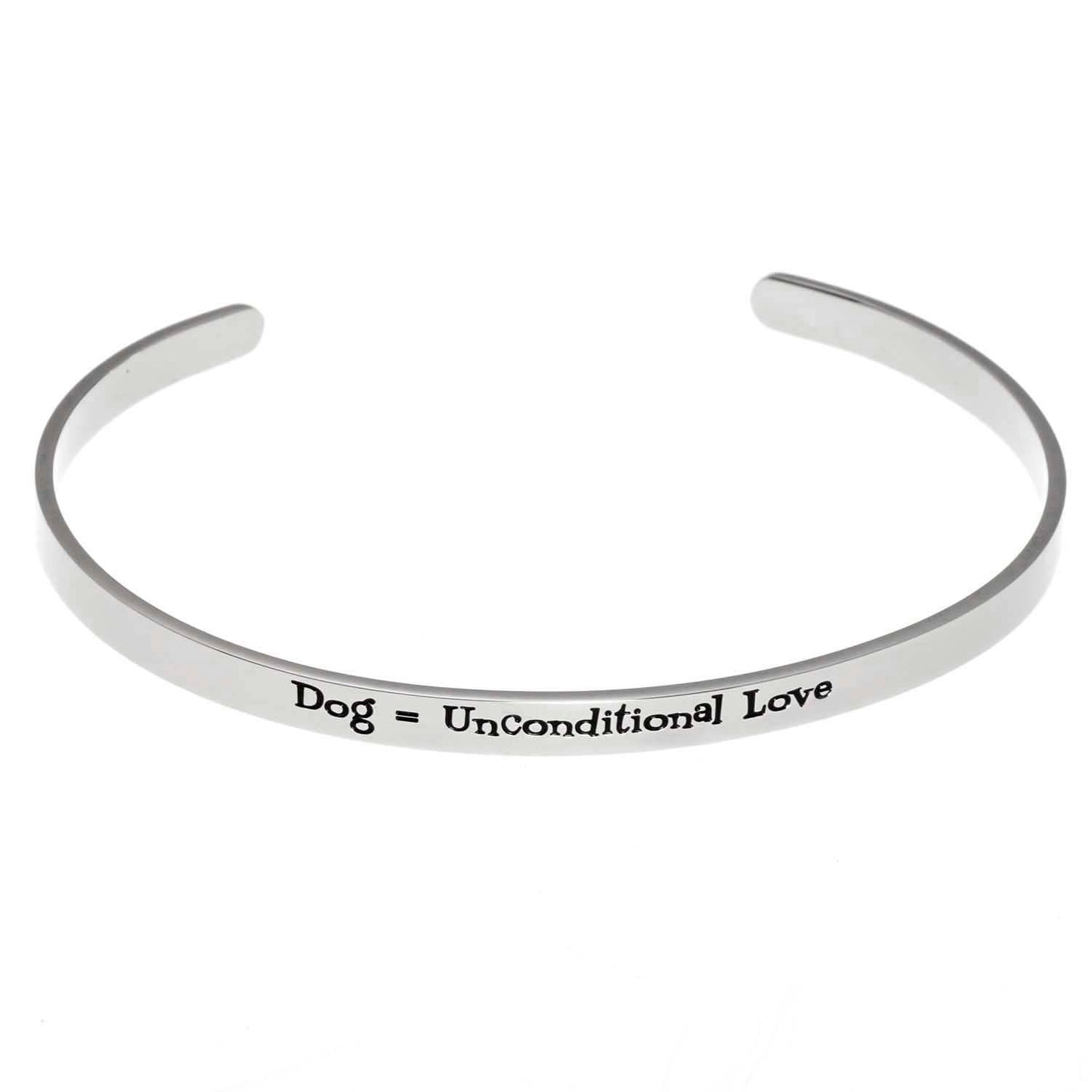 Stainless Steel "Dog = Unconditional Love" Engraved Cuff Bracelet - Perfect Gift for Dog Lovers