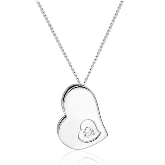 Double Heart CZ Pendant