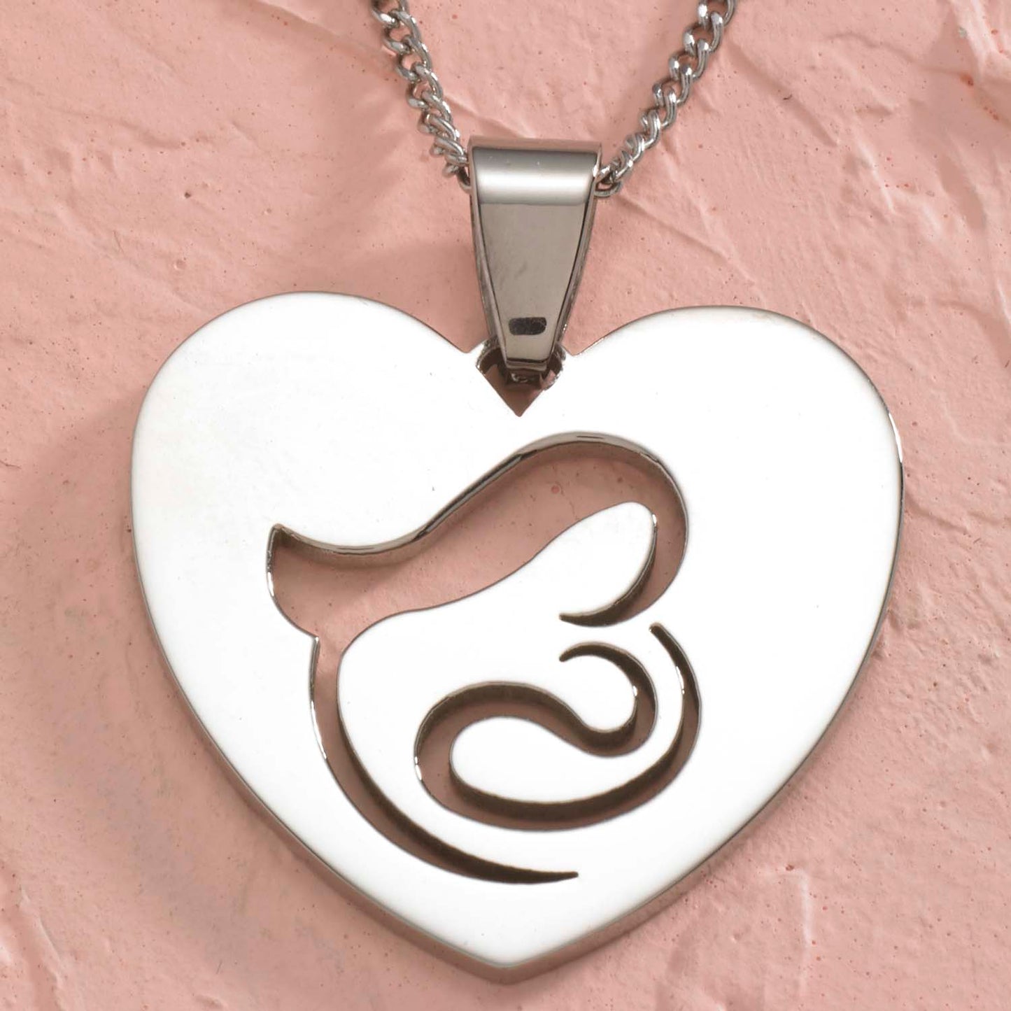 Mother and Baby Cut Out Pendant Necklace