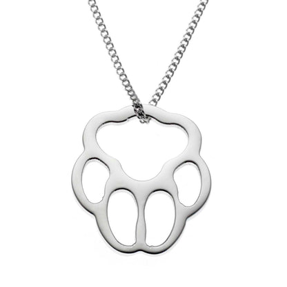 Large Steel Paw Print Pendant Necklace - Pet Memorial Jewelry Gift