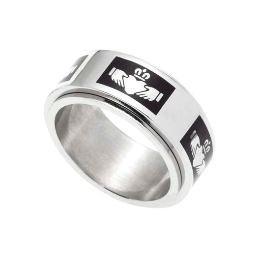 Stainless Steel Spinning Claddagh Ring - Irish Celtic Promise Ring