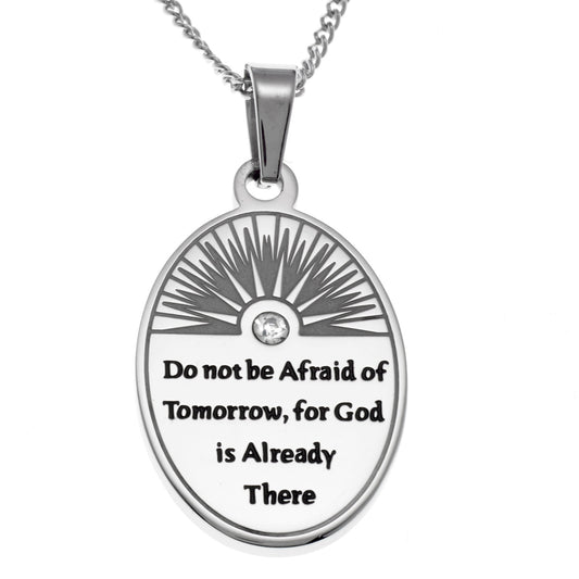 Inspirational "Do Not Be Afraid of Tomorrow" Cubic Zirconia Pendant Necklace
