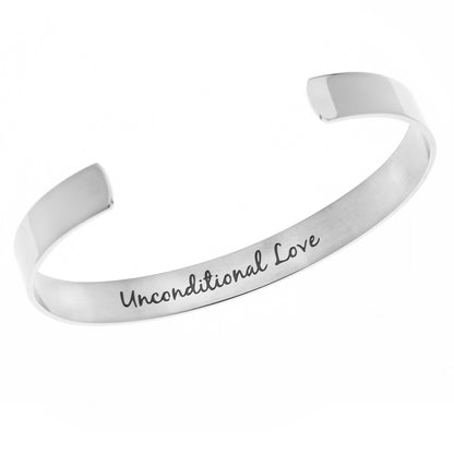 Stainless Steel Running Horse "Unconditional Love" Cuff Bracelet - Horse Lover Gift