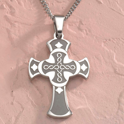 Stainless Steel Celtic Cross Pendant Necklace for Men and Women - Irish Religious Jewelry Gift