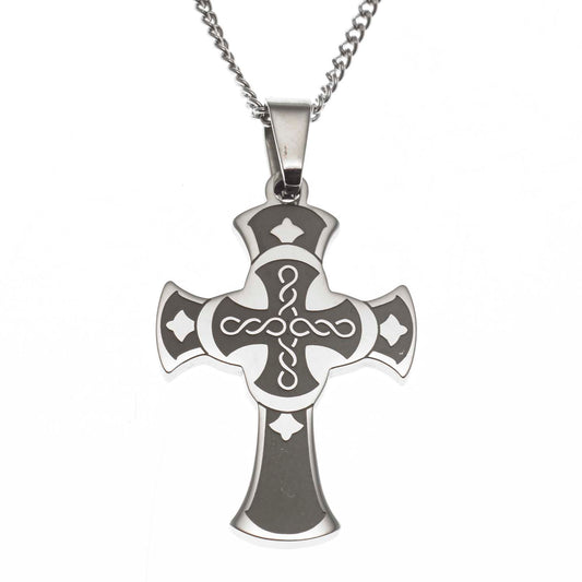Stainless Steel Celtic Cross Pendant Necklace for Men and Women - Irish Religious Jewelry Gift