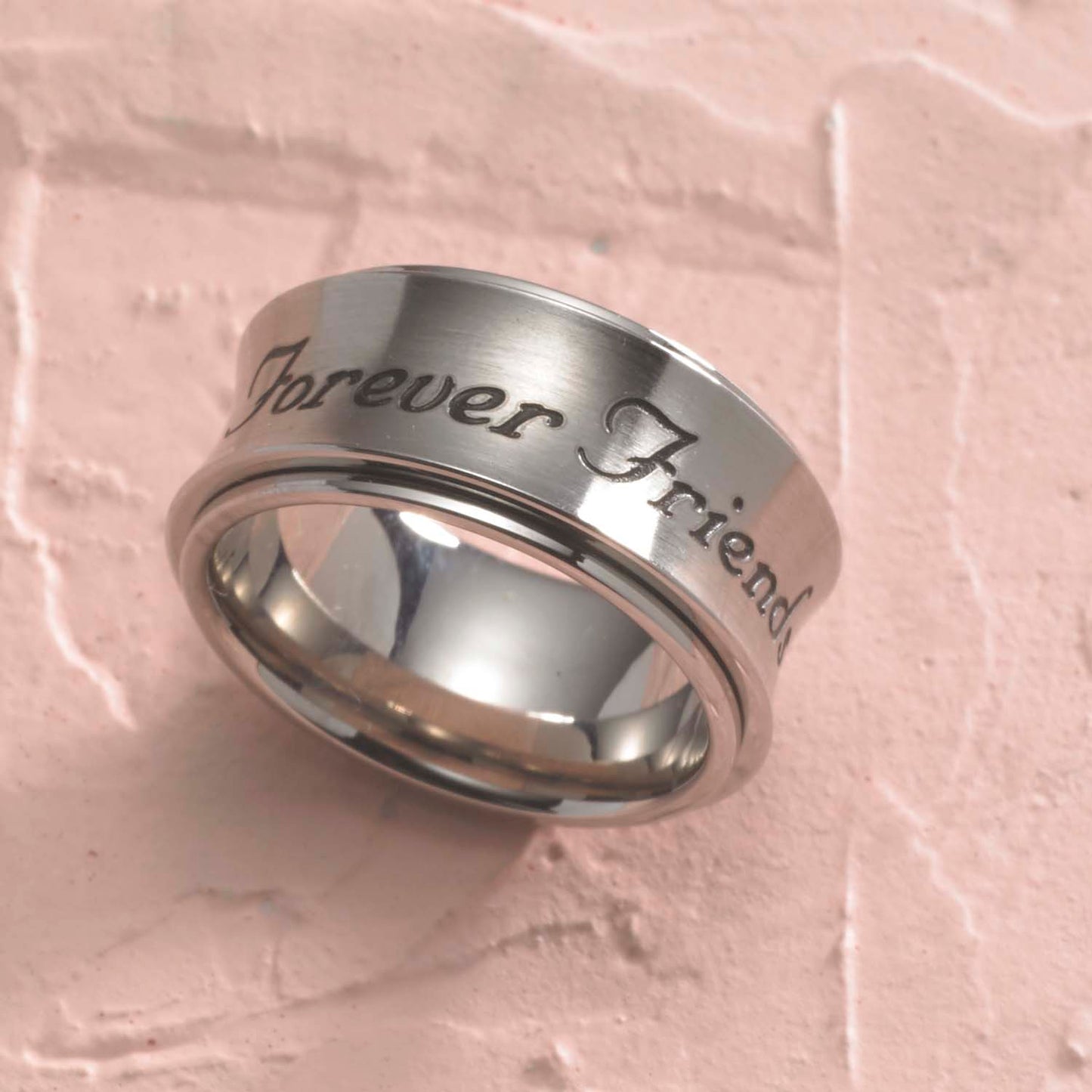 Forever Friends Engraved Stainless Steel Spinner Ring - Best Friend Gift