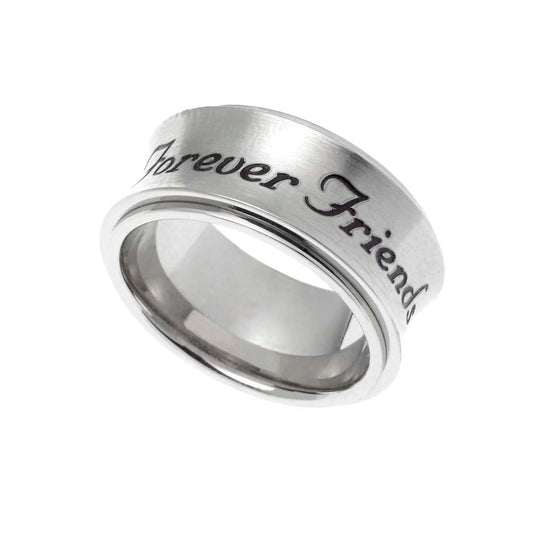 Forever Friends Engraved Stainless Steel Spinner Ring - Best Friend Gift