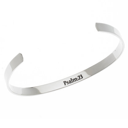 Psalm 23 Engraved Steel Inspirational Cuff Bracelet