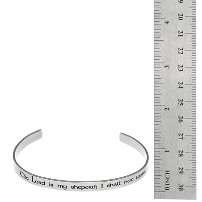 Psalm 23 Engraved Steel Inspirational Cuff Bracelet