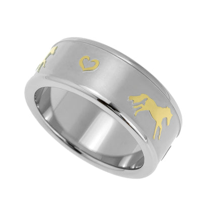 Golden Horse Ring Stainless Steel Equestrian Jewelry for Women or Men