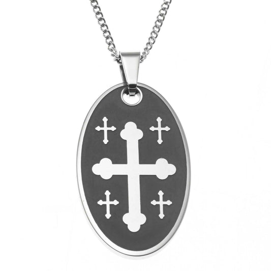 Oval Cross Pendant Necklace