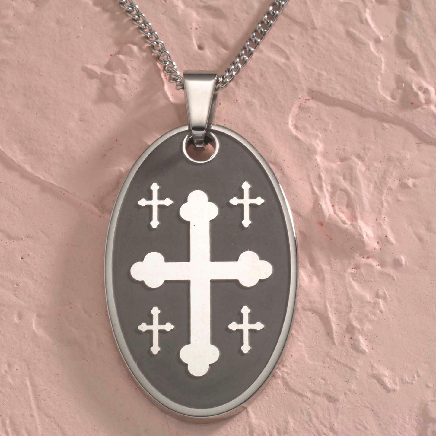 Oval Cross Pendant Necklace