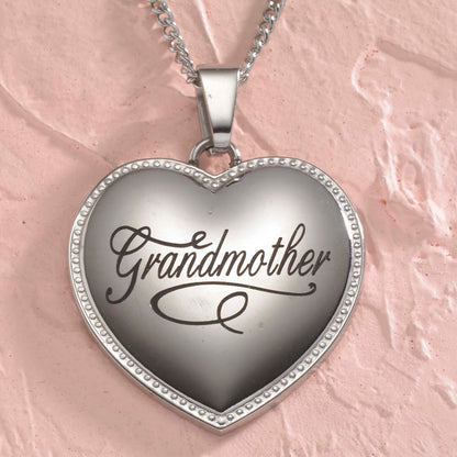 Stainless Steel Scripted Heart "Grandmother" Pendant Necklace - Sentimental Jewelry Gift for Grandma