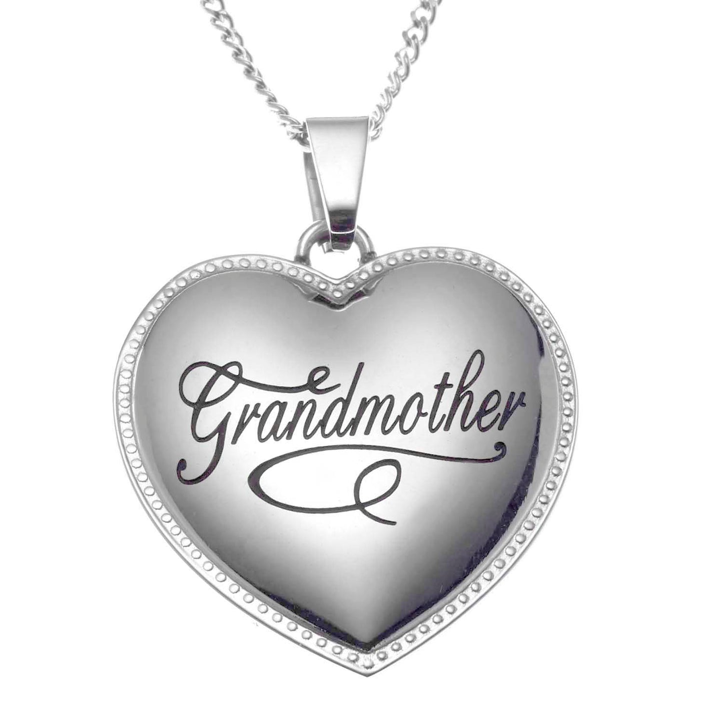 Stainless Steel Scripted Heart "Grandmother" Pendant Necklace - Sentimental Jewelry Gift for Grandma