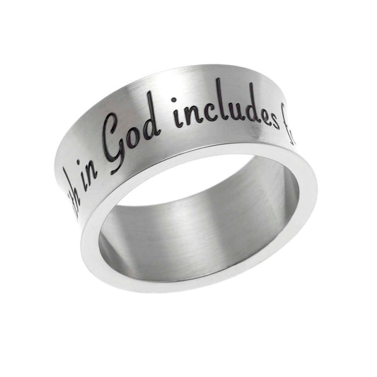 Stainless Steel "Faith in God" Inspirational Ring