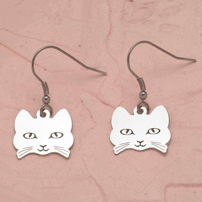 Cat Face Fish Hook Earrings