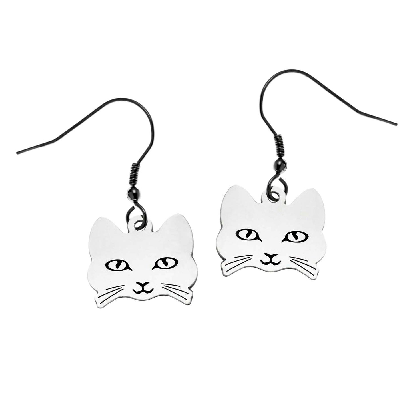 Cat Face Fish Hook Earrings