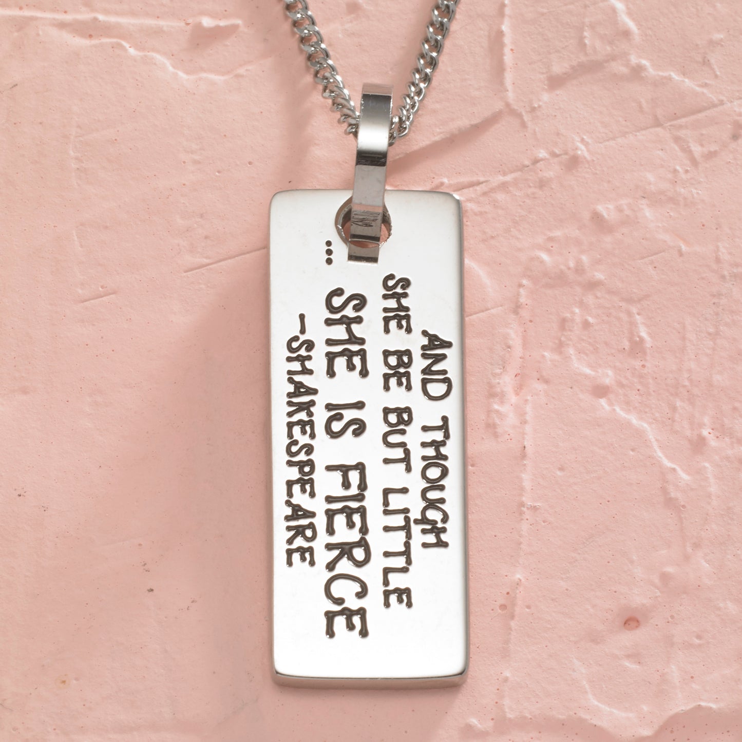 Inspirational "She Is Fierce" Stainless Steel Pendant Necklace